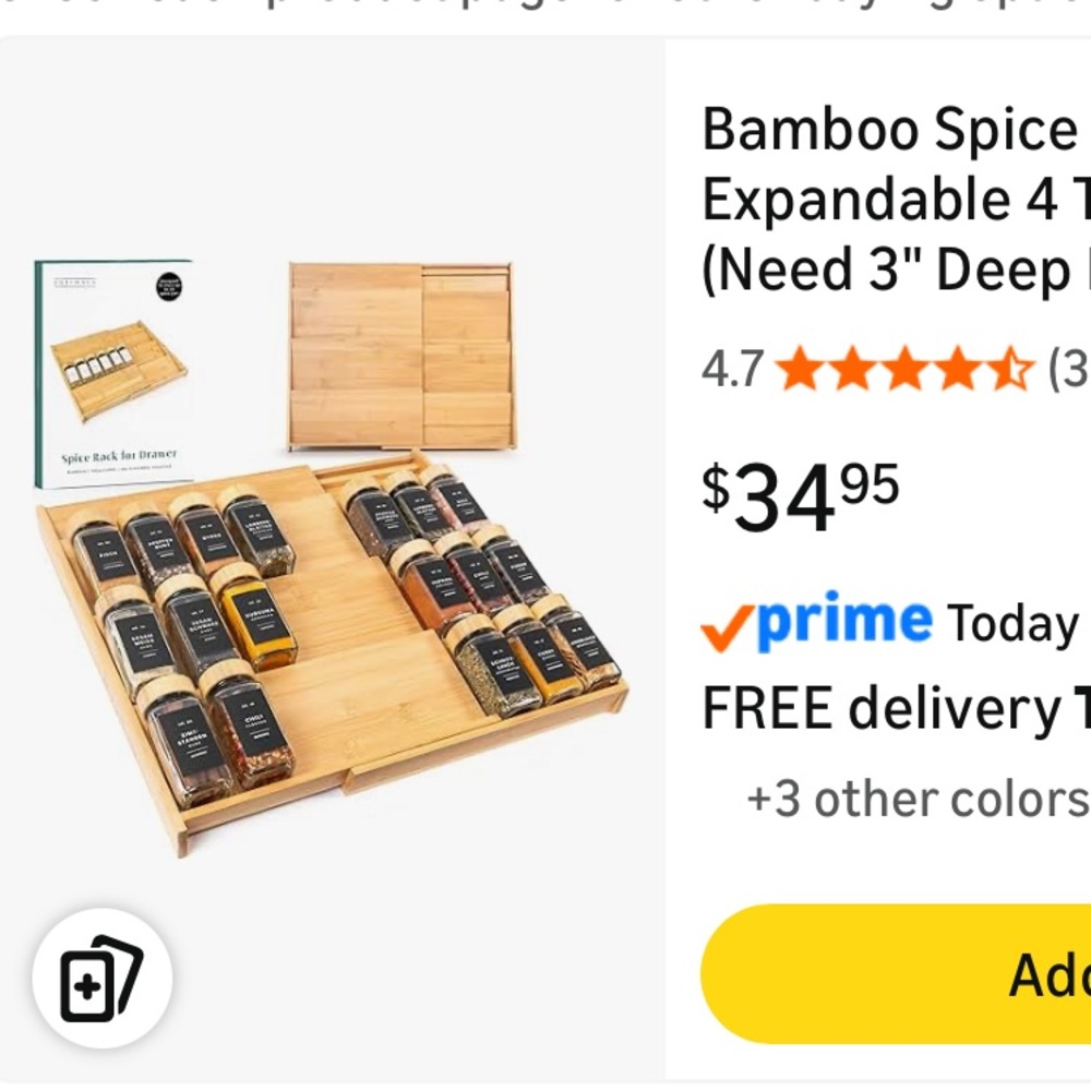 Bamboo Spice Drawer Organizer - Expandable 4 Tier Rack 12" to 24" WideShip Alone - Picture 7 of 8